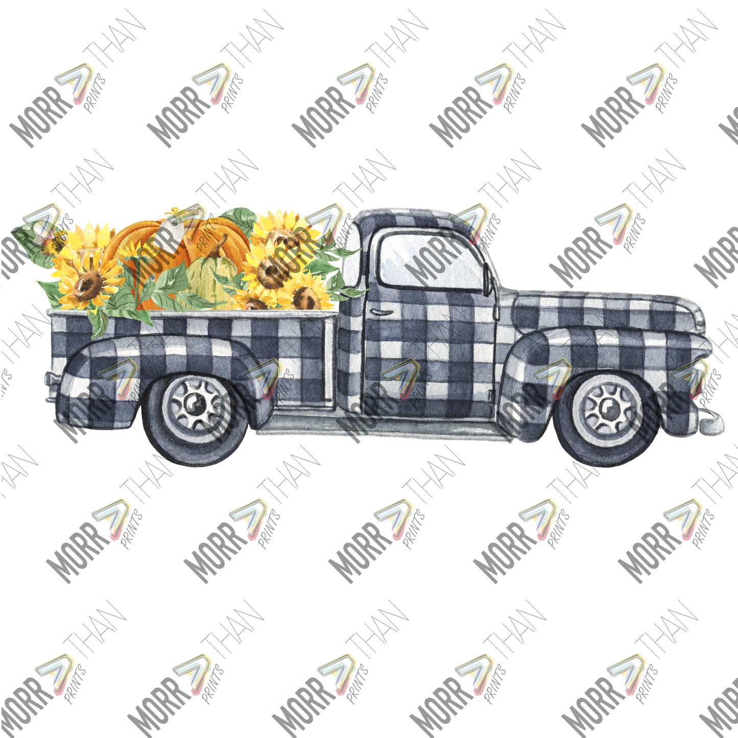 Plaid Truck with Fall Pumpkin