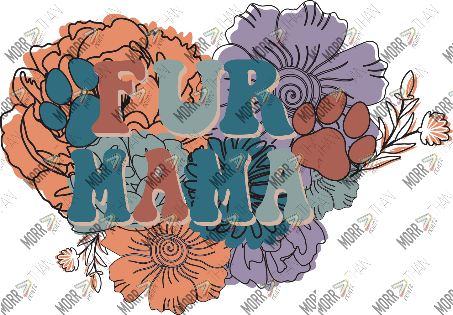 Fur Mama Flowers and Pawprint