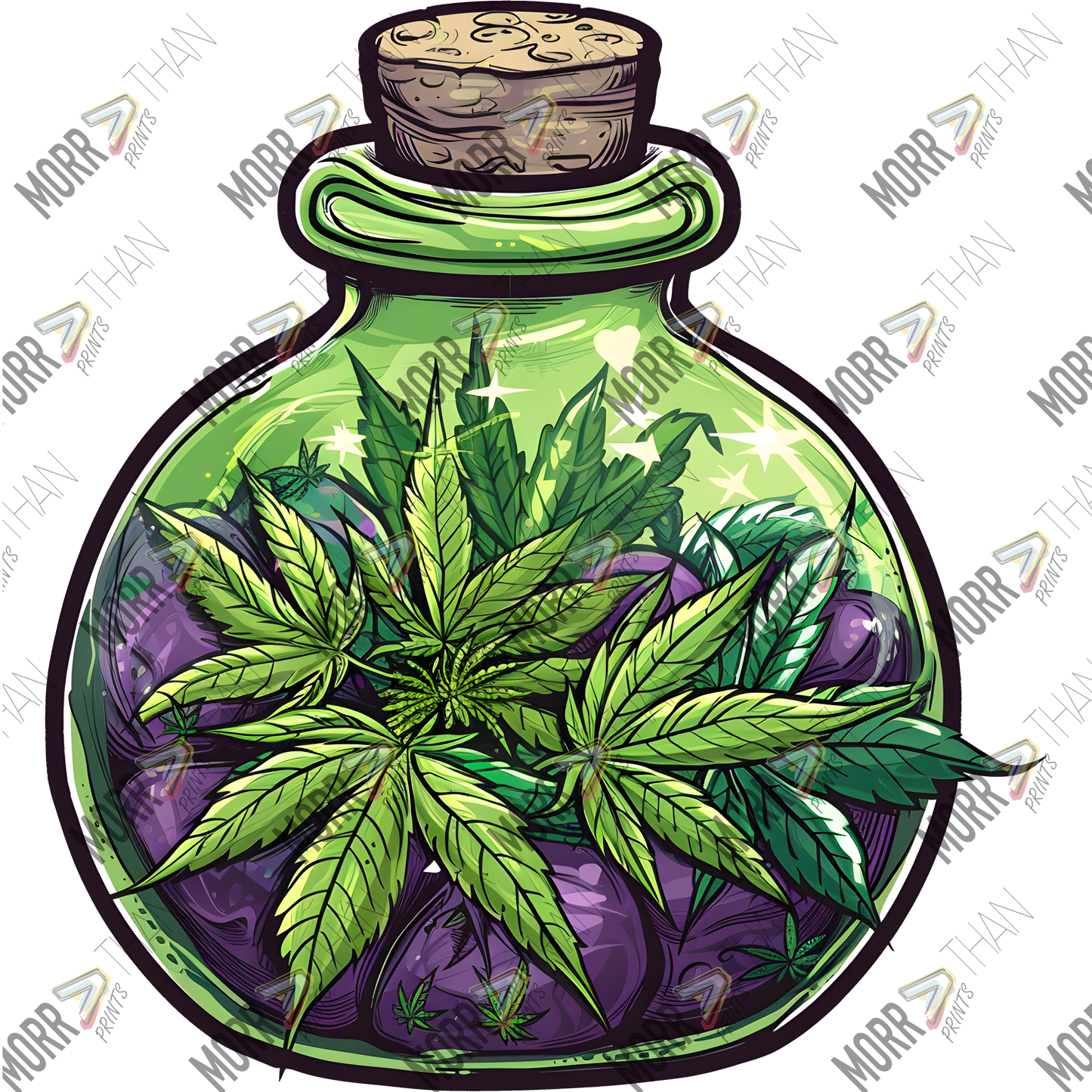 Marijuana Leaves In Jar Green