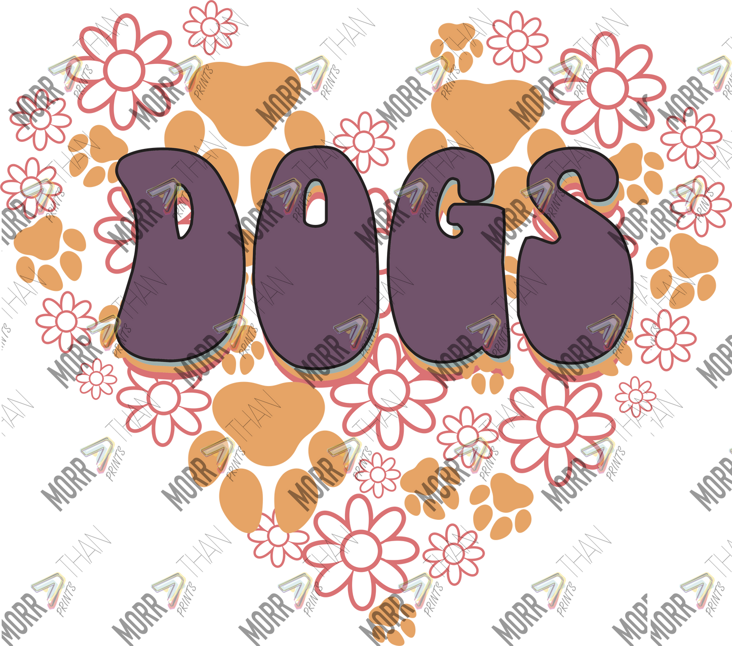Dogs Heart Flowers and Pawprints