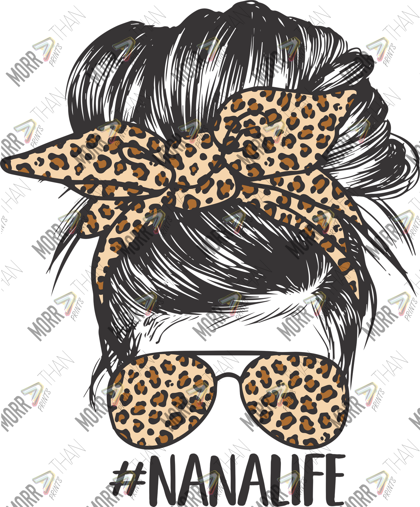 Nana Life Messy Bun Leopard Print
