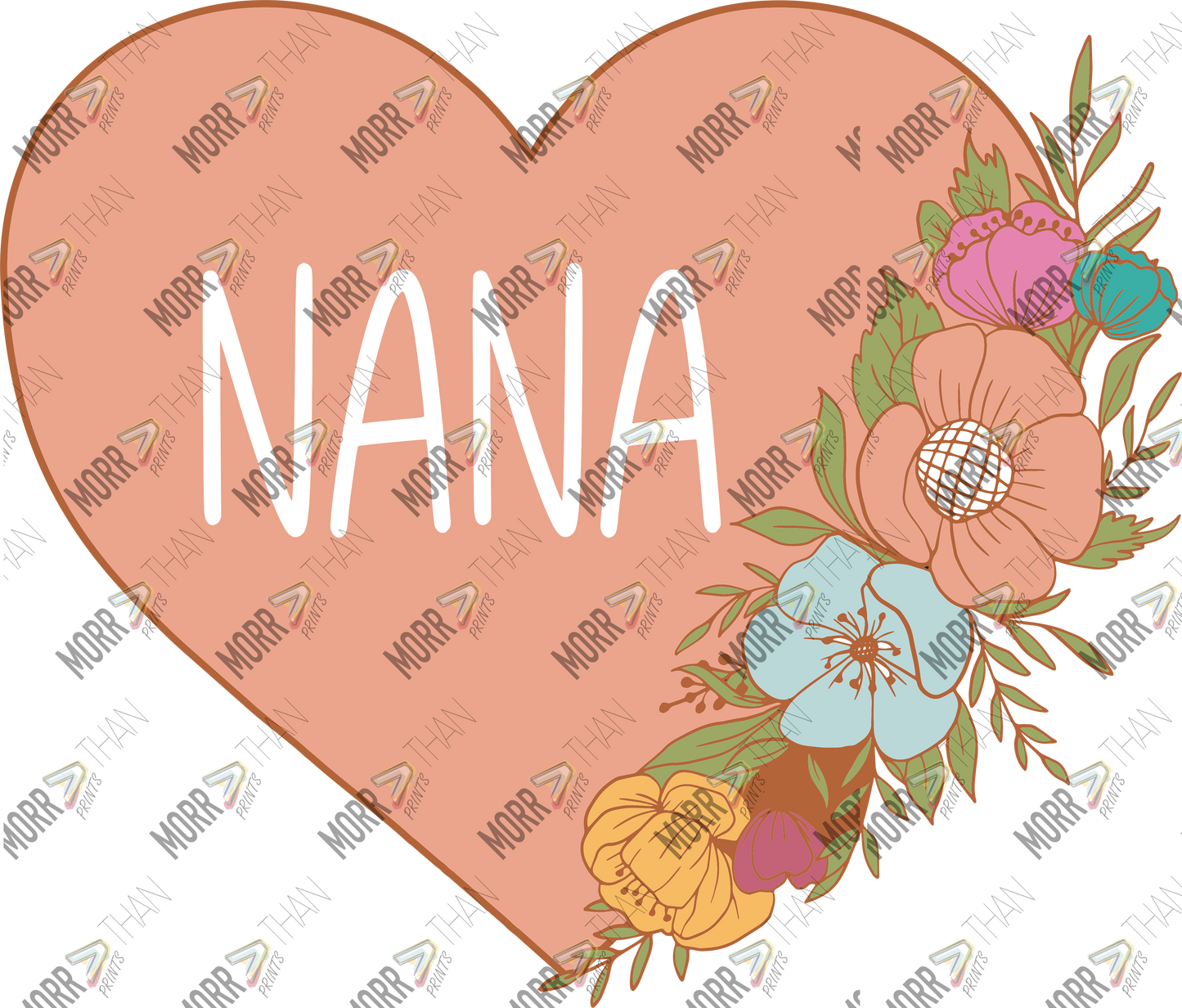 Nana Heart With Flowers