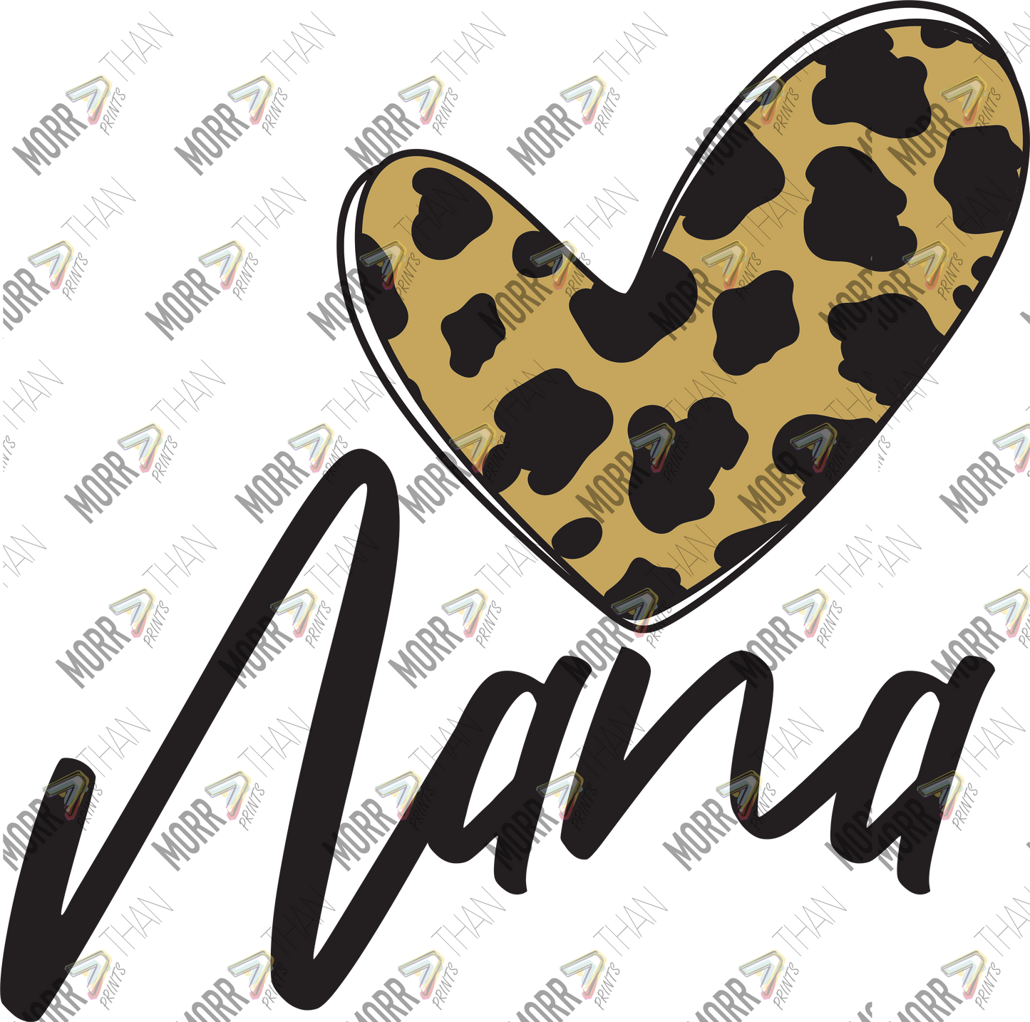 Nana Cursive Leopard Heart