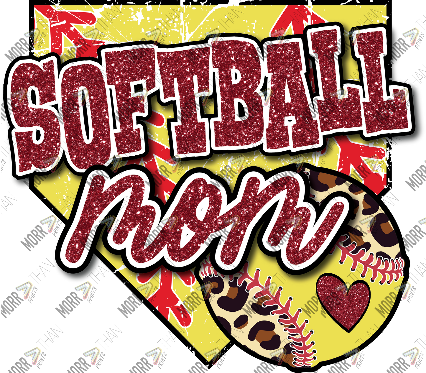 Softball Mom Red Yellow