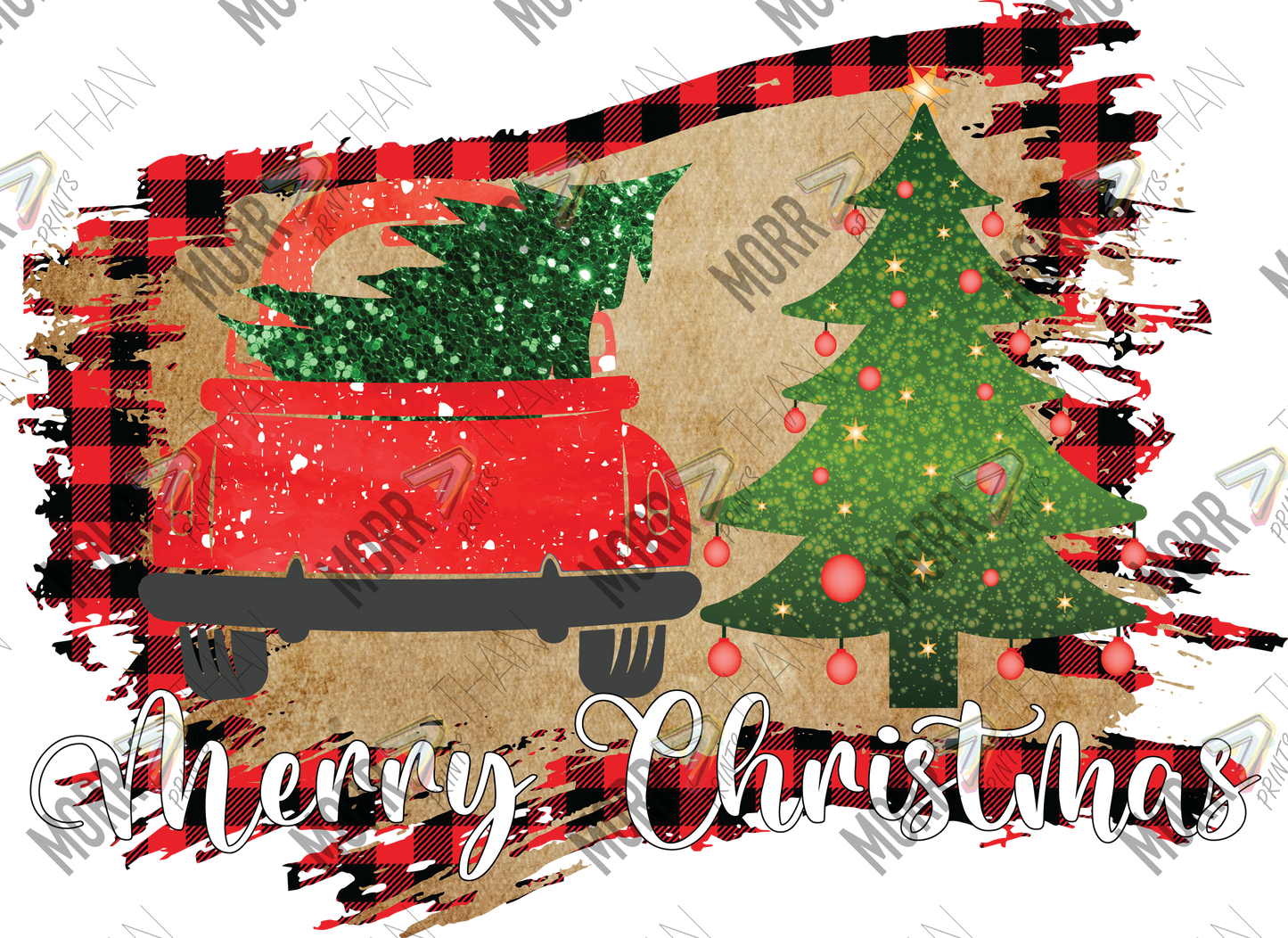 Merry Christmas Truck and Tree Postcard
