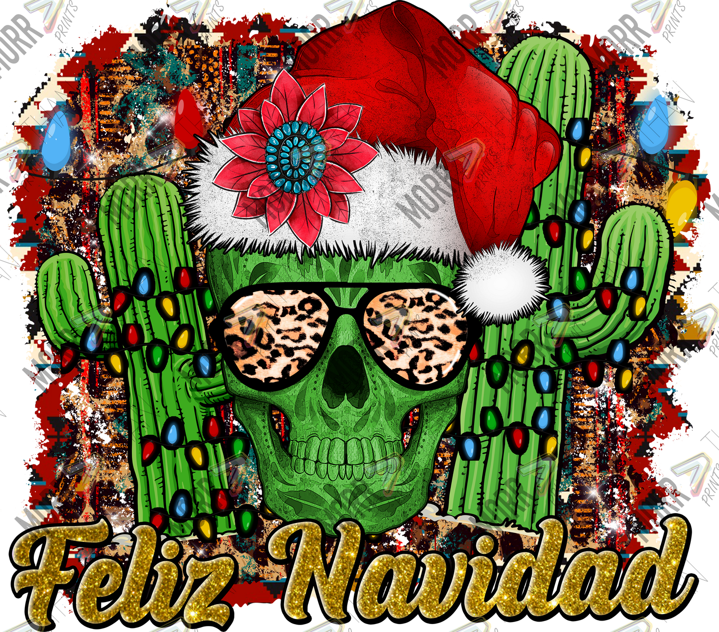 Feliz Navidad Cactus Skull