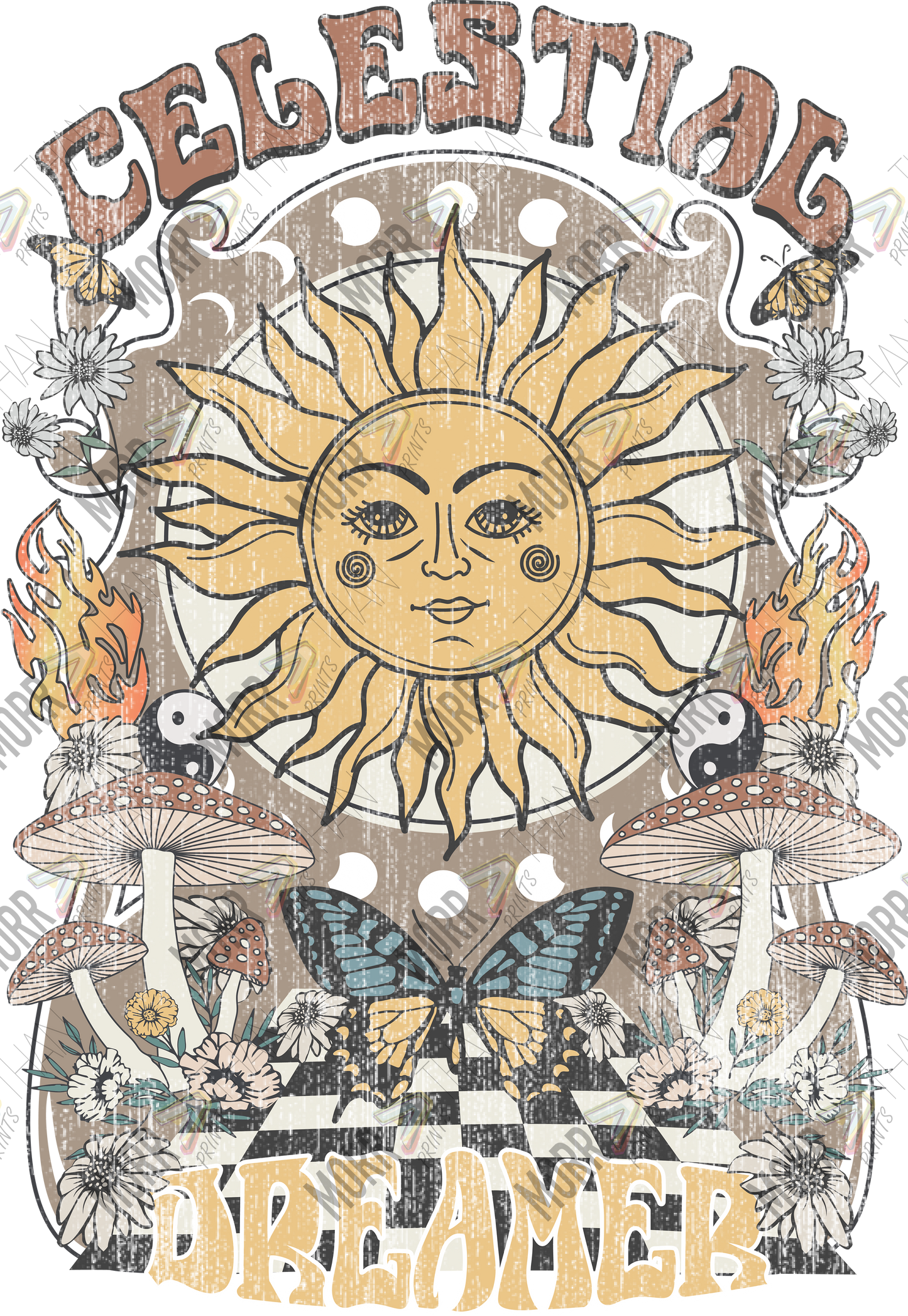 Retro Celetestial Dreamer DTF Print