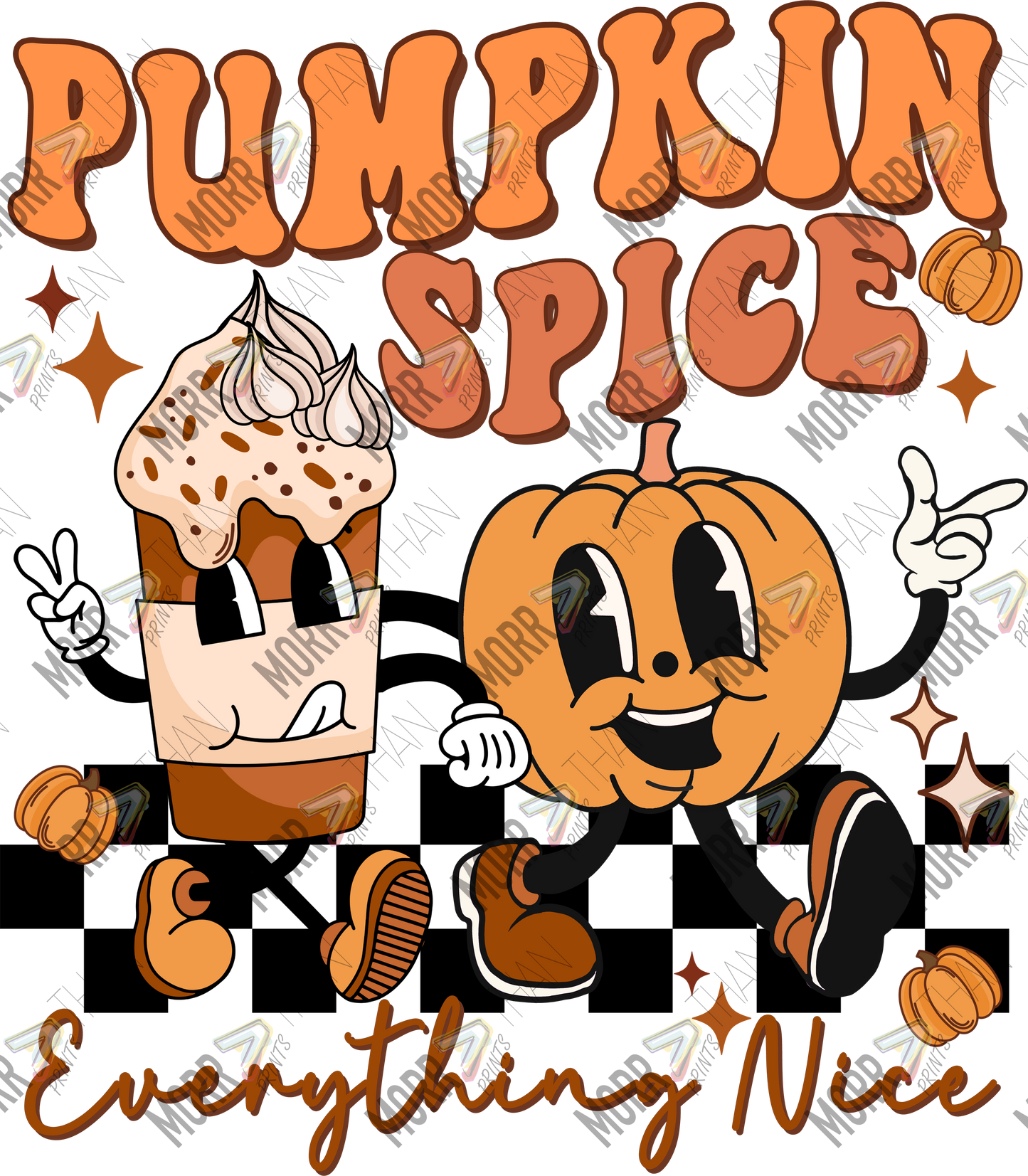 Pumpkin Spice and Everything Nice Cartoon DTF Print