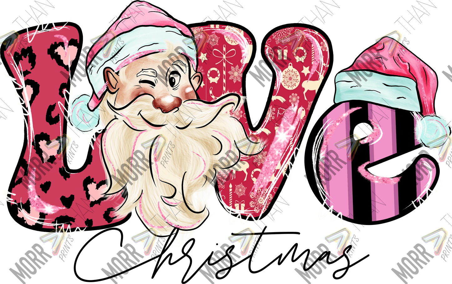 Love Christmas Pink Santa