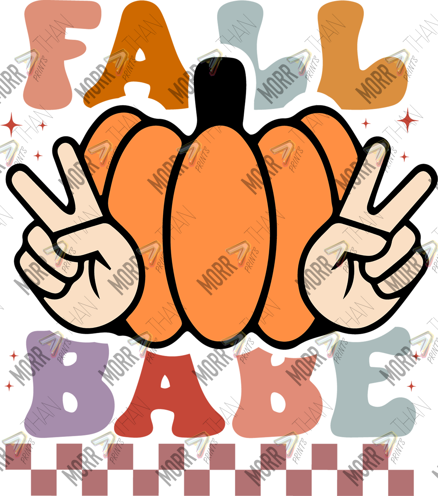 Fall Babe Pumpkin Peace Fingers DTF Print