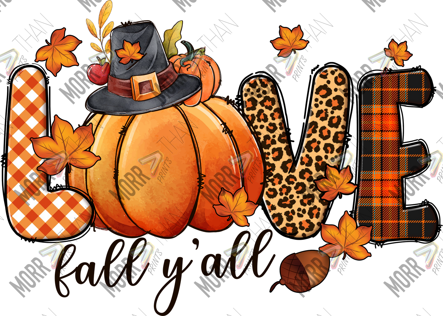 Love Fall Yall Mixed Pattern DTF Print