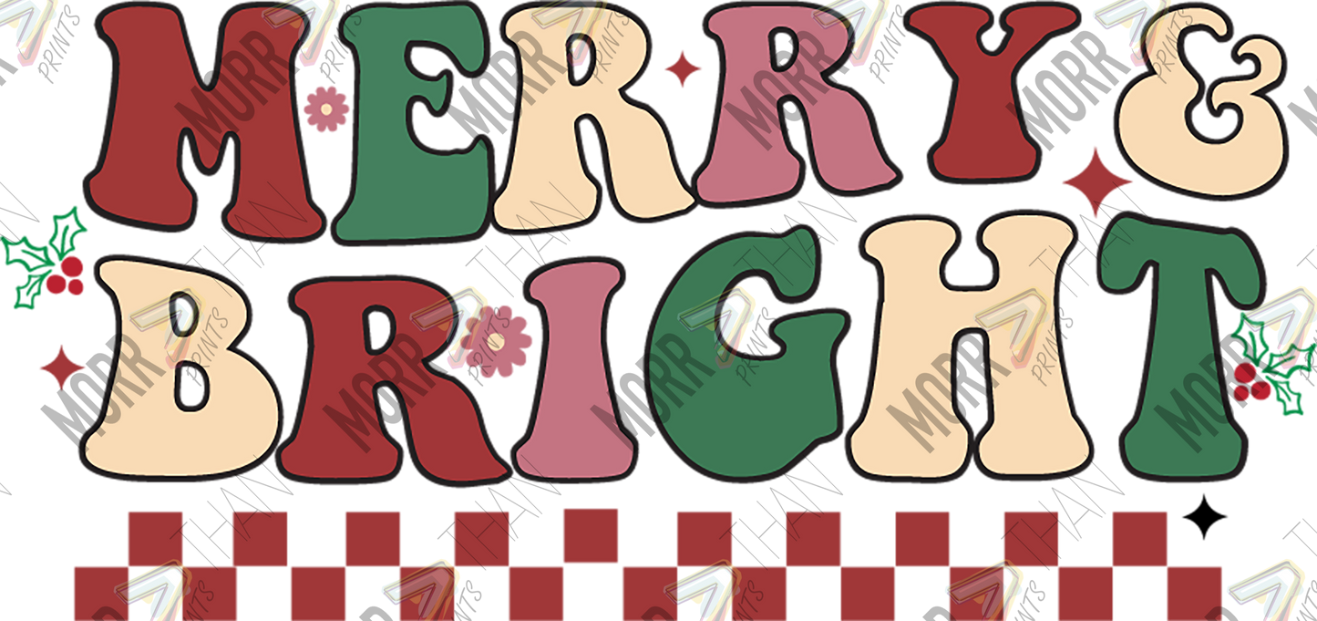 Merry and Bright Christmas DTF Print