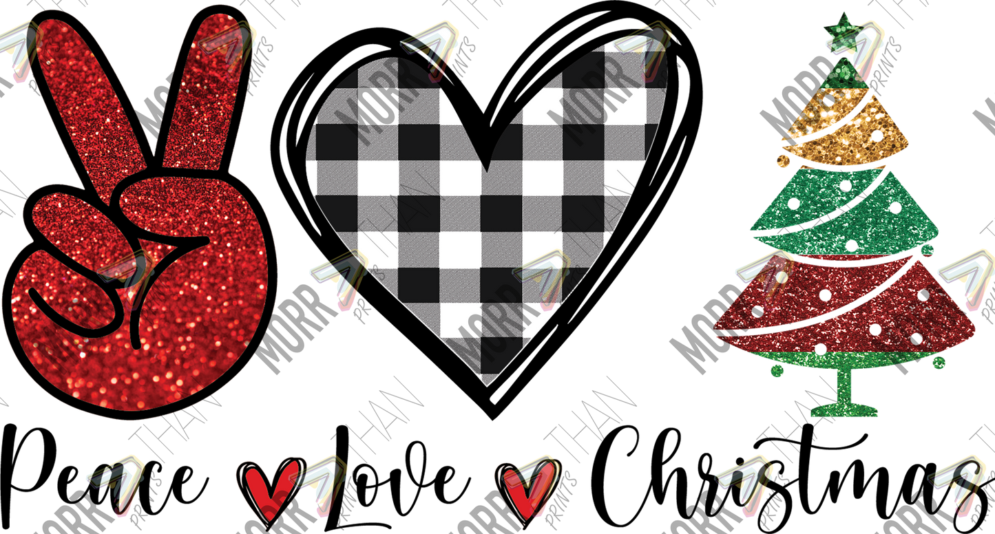 Peace Love and Christmas Black Plaid
