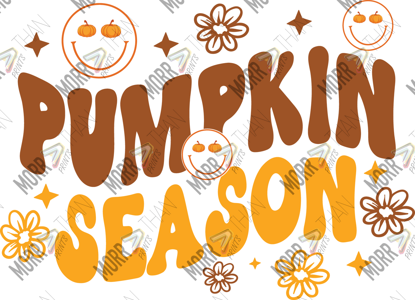 Pumpkin Season 2 Tone Smiley DTF Print