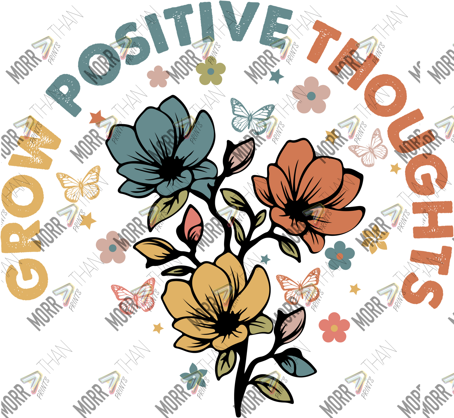 Grow Positive Thought Circle Flowers