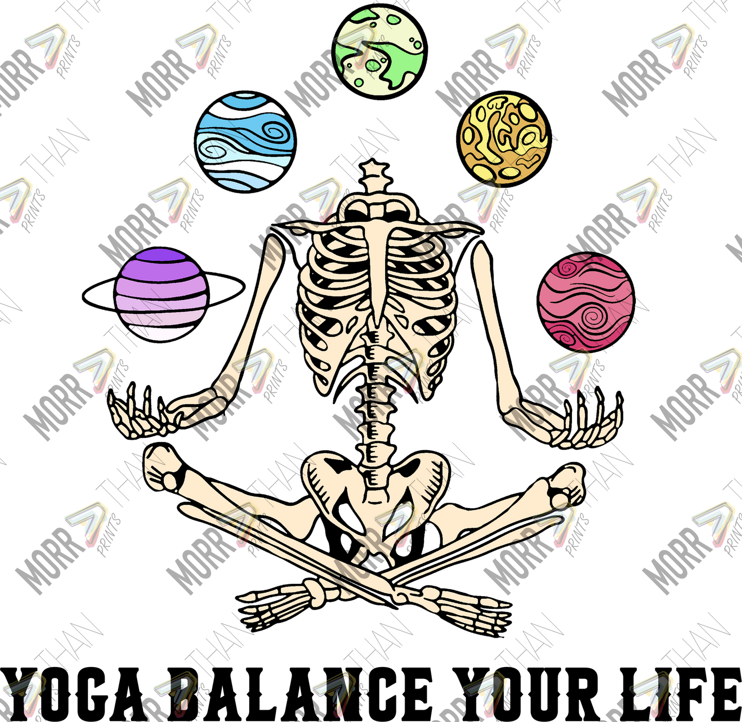 Yoga Balance Your Life Planets Chakras DTF Print