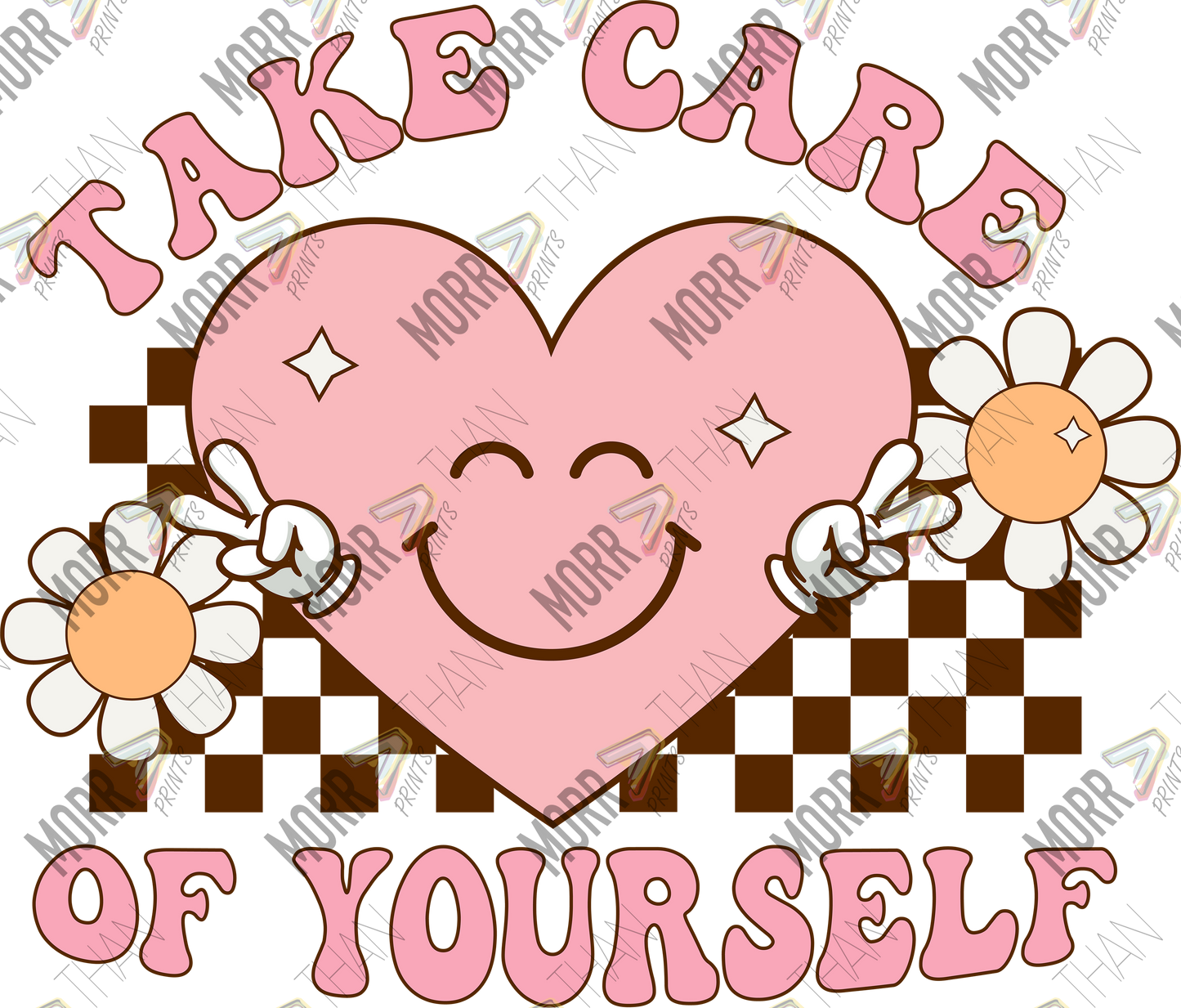 Take Care Of Yourself Heart Cartoon DTF Print