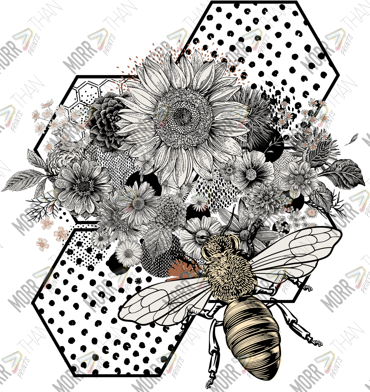 Geometric Bee DTF Print
