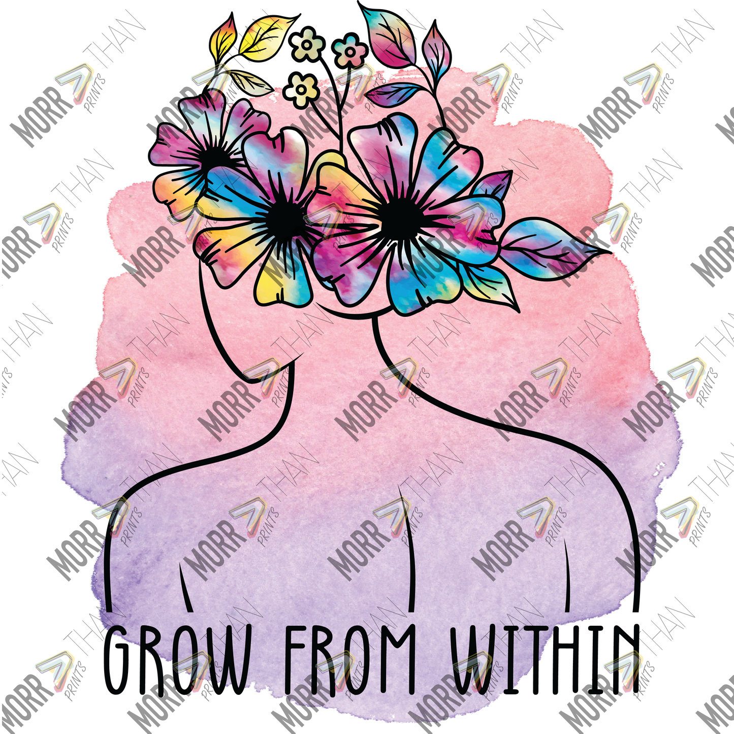 Grow From Within Tie Dye Flowers Body Outline