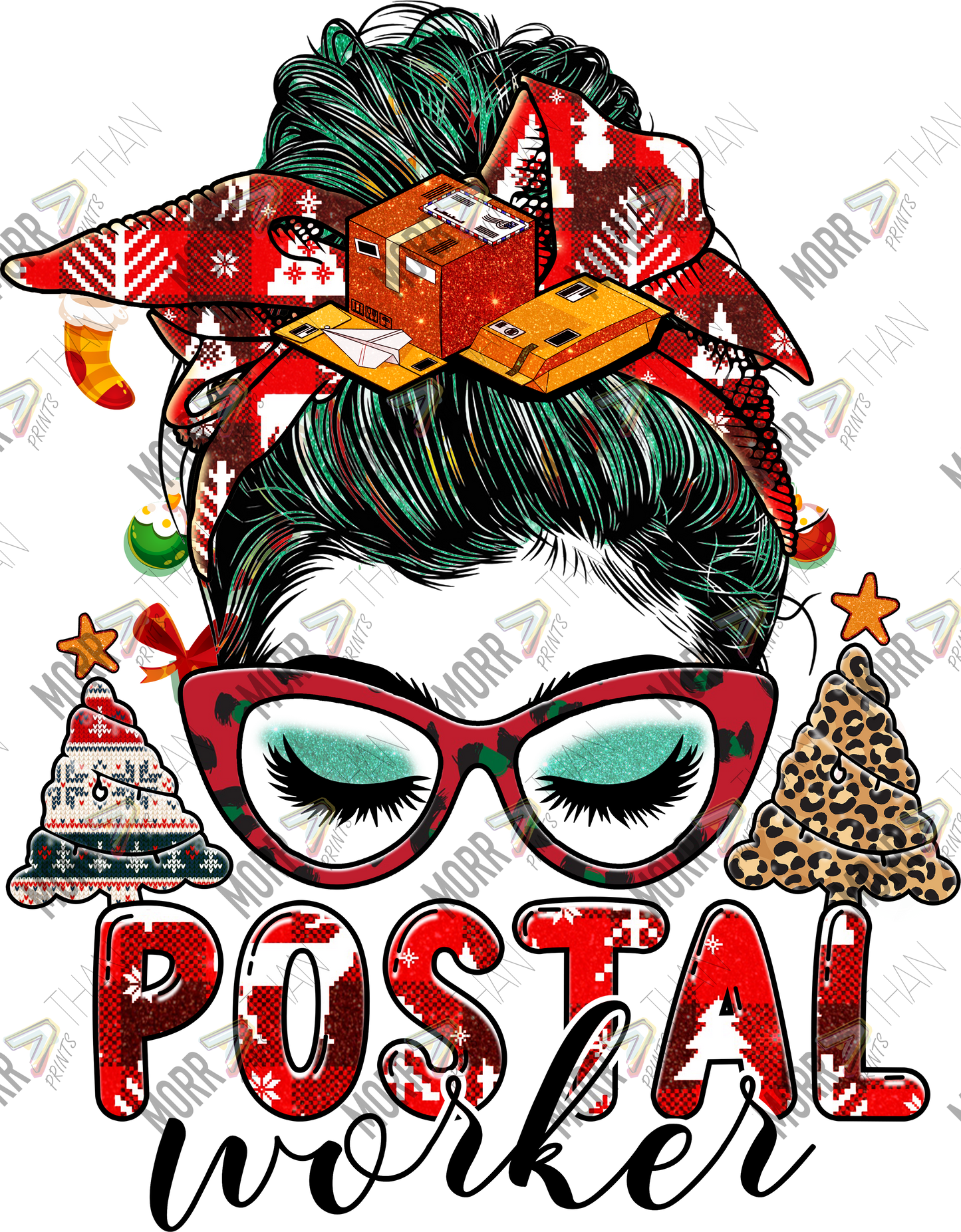 Messy Bun Christmas Postal