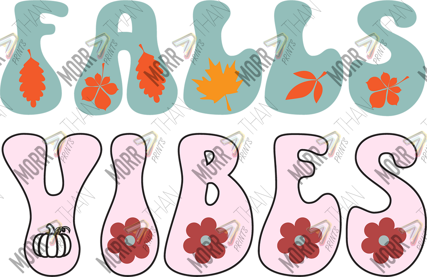 Fall Vibes Retro Leaves DTF Print