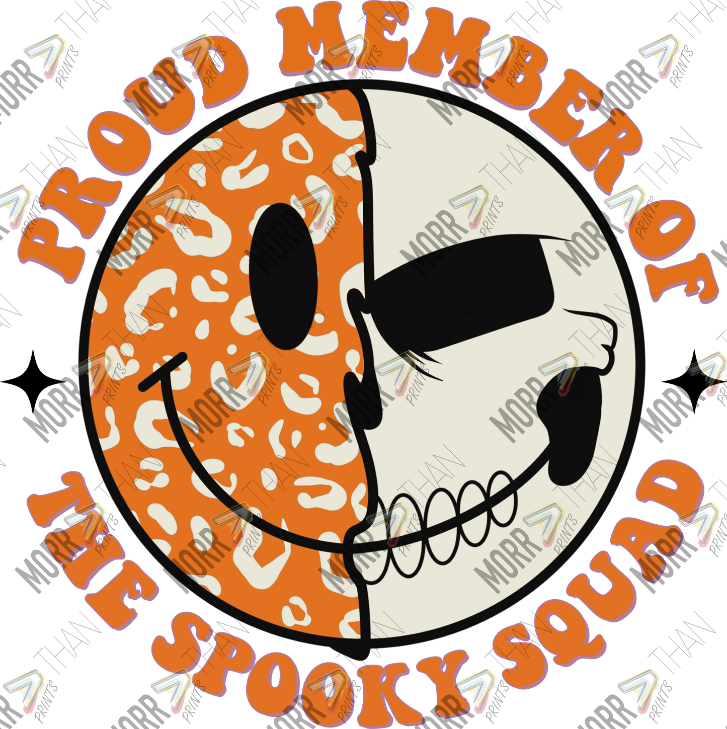 Spooky Squad Member Smiley Skull DTF Print