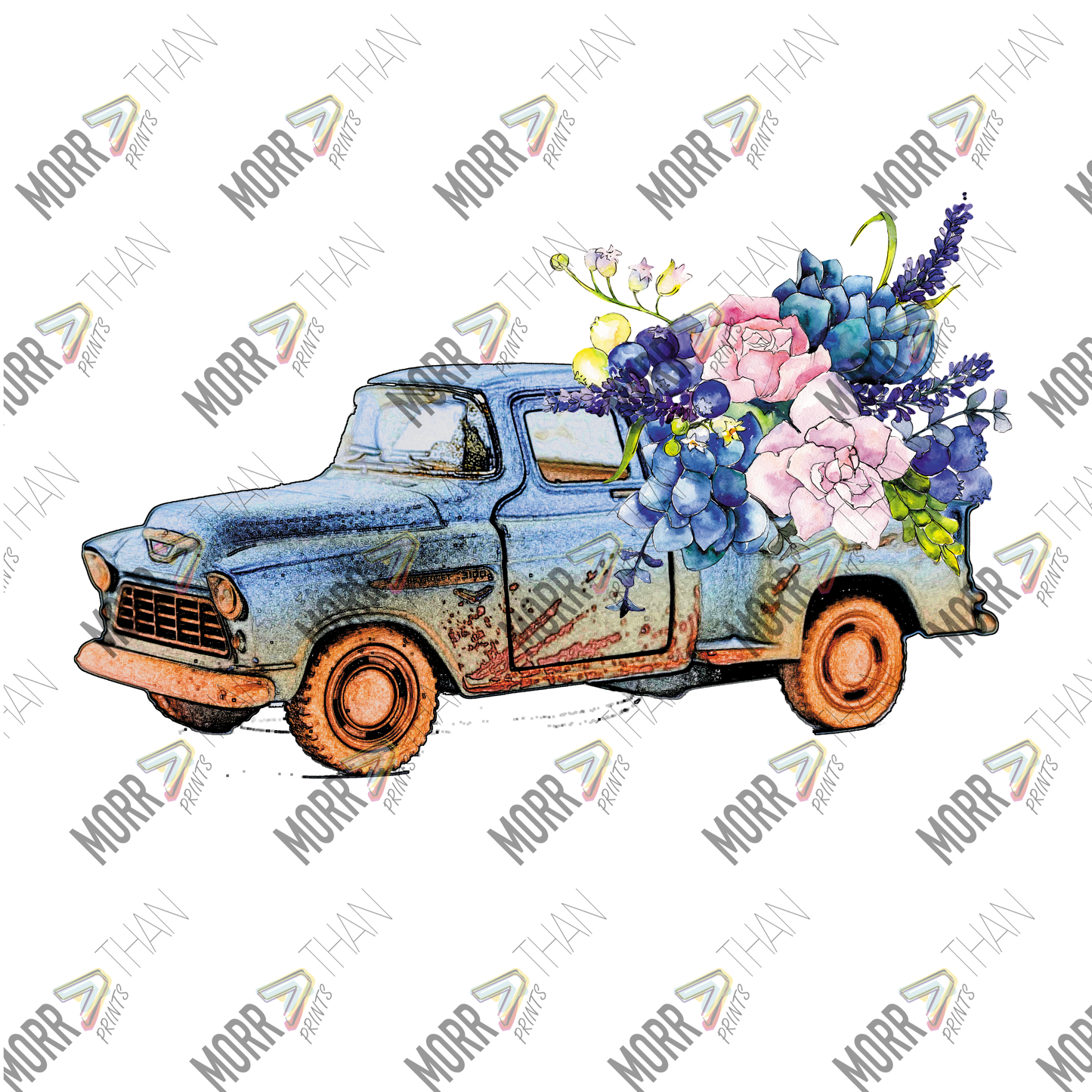 Blue Truck With Flowers