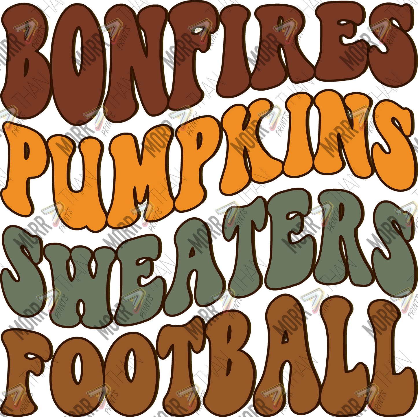 Bonfires, Pumpkins, Sweaters, Football Solid DTF Print