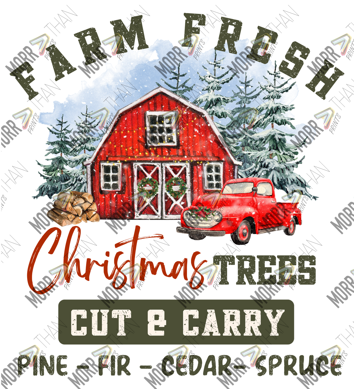 Farm Fresh Christmas Trees Barn and Winter Landscape