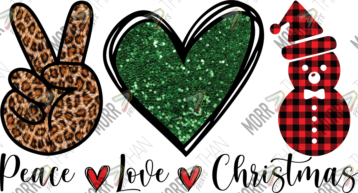 Peace Love Christmas Green Glitter