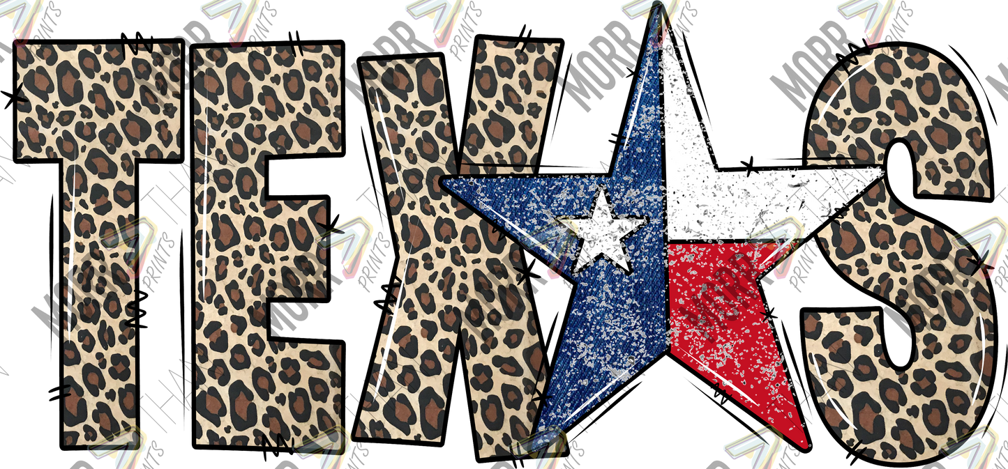 Texas Cheetah Text DTF Print
