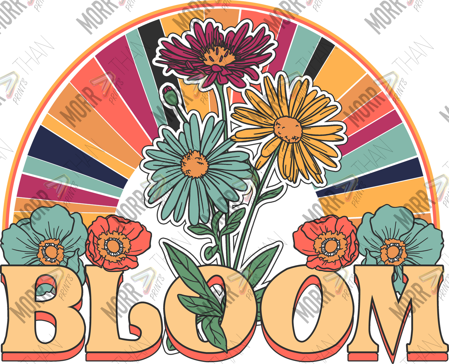 Retro Bloom Floral DTF Print