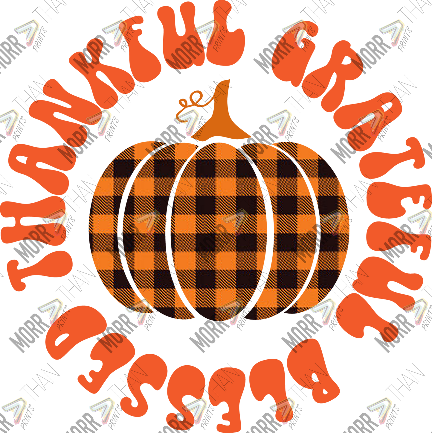 Thankful Grateful Blessed Plaid Pumpkin DTF Print