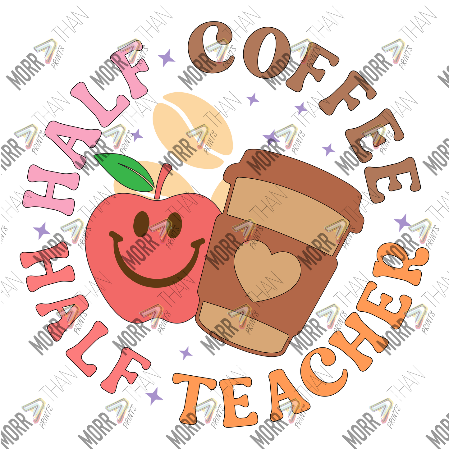 Half Coffee Half Teacher Apple and Cup
