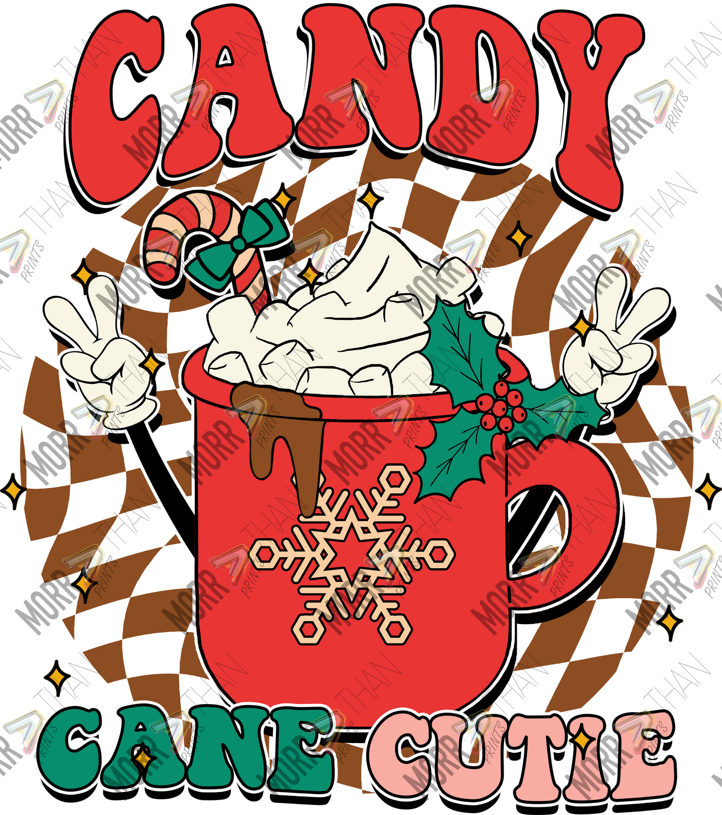 Candy Cane Cutie Hot Cocoa Checkered