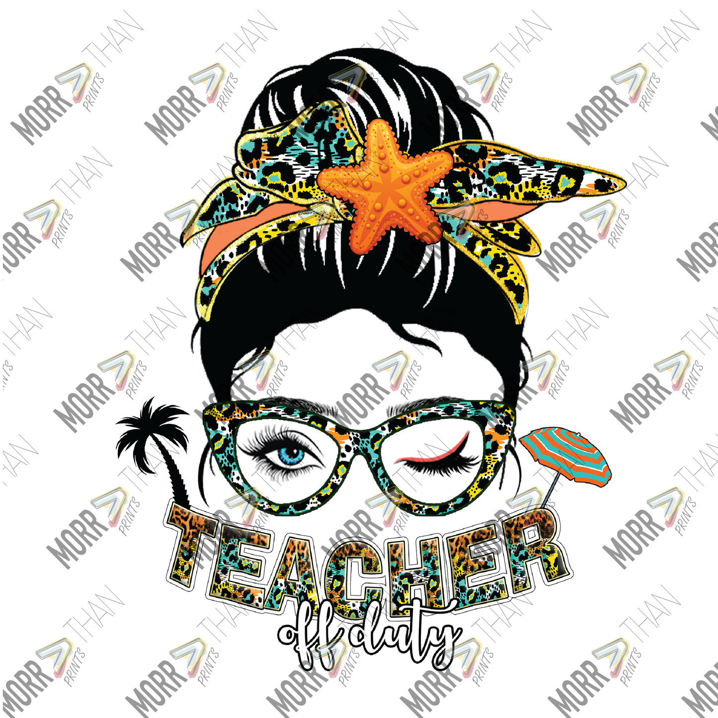 Teacher Off Duty Rainbow Leopard Bun Woman