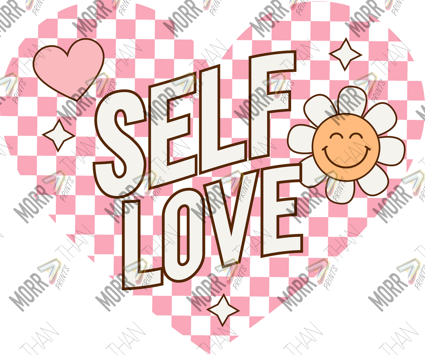 Self Love Checkered Heart DTF Print
