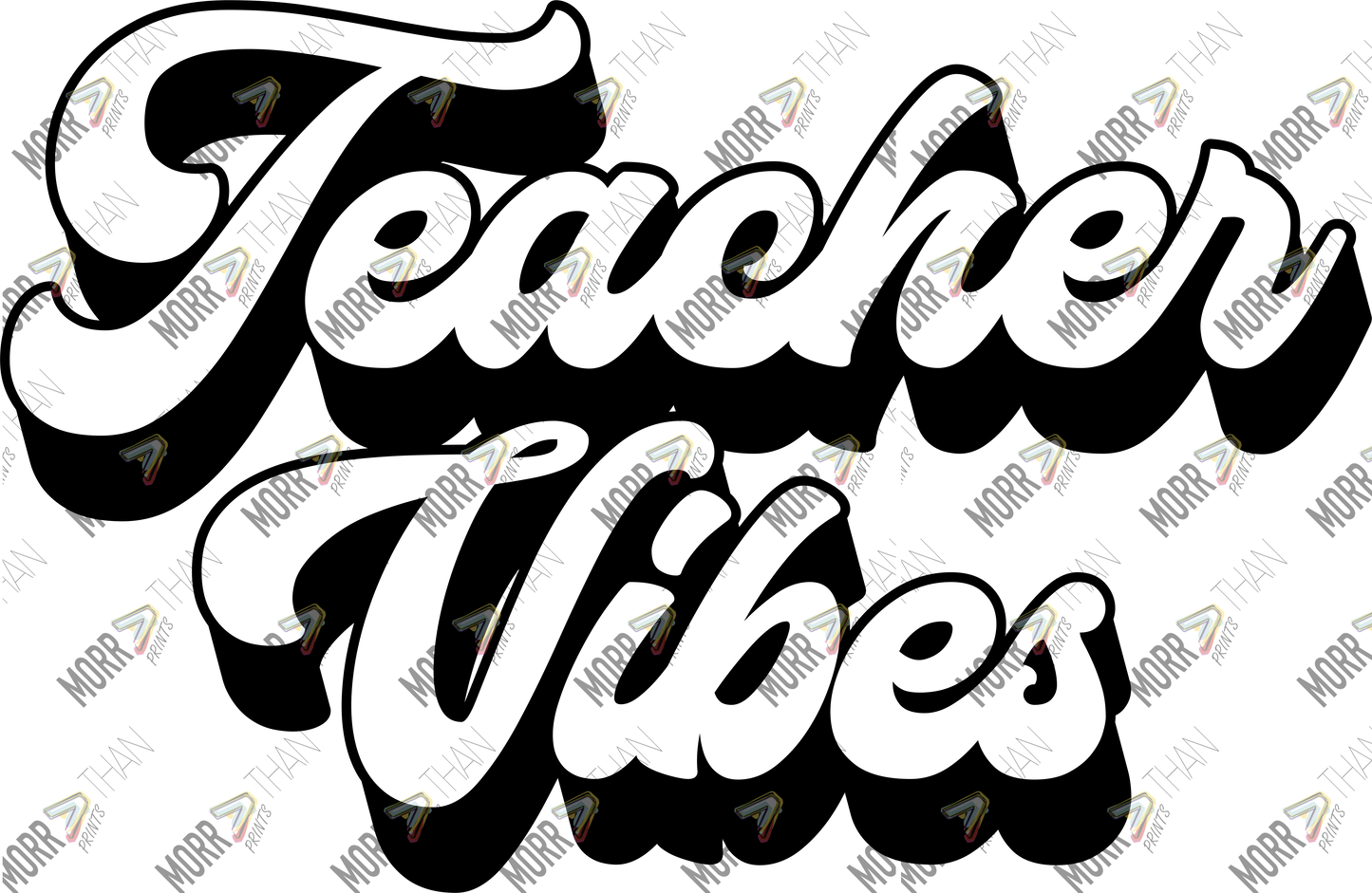 Teacher Vibes Wavy Cursive