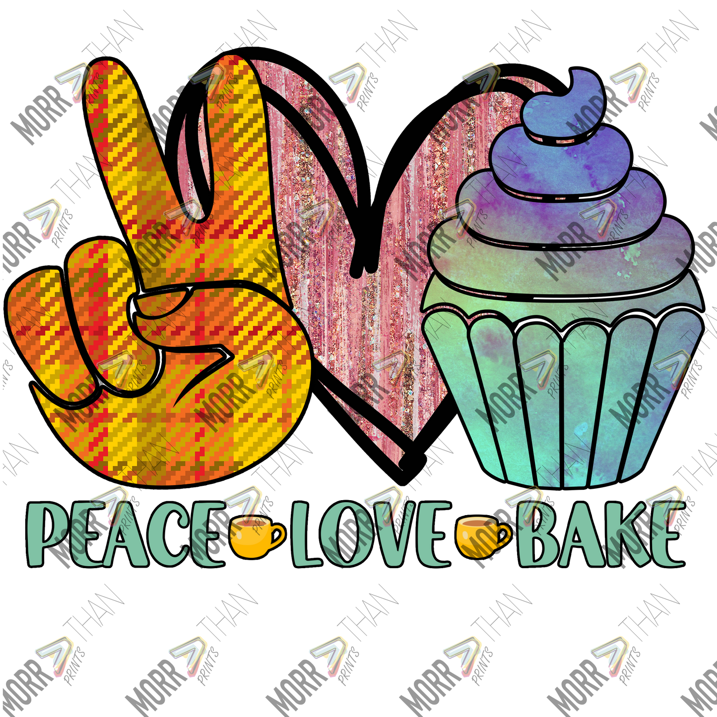 Peace Love and Bake Blue Cupcake