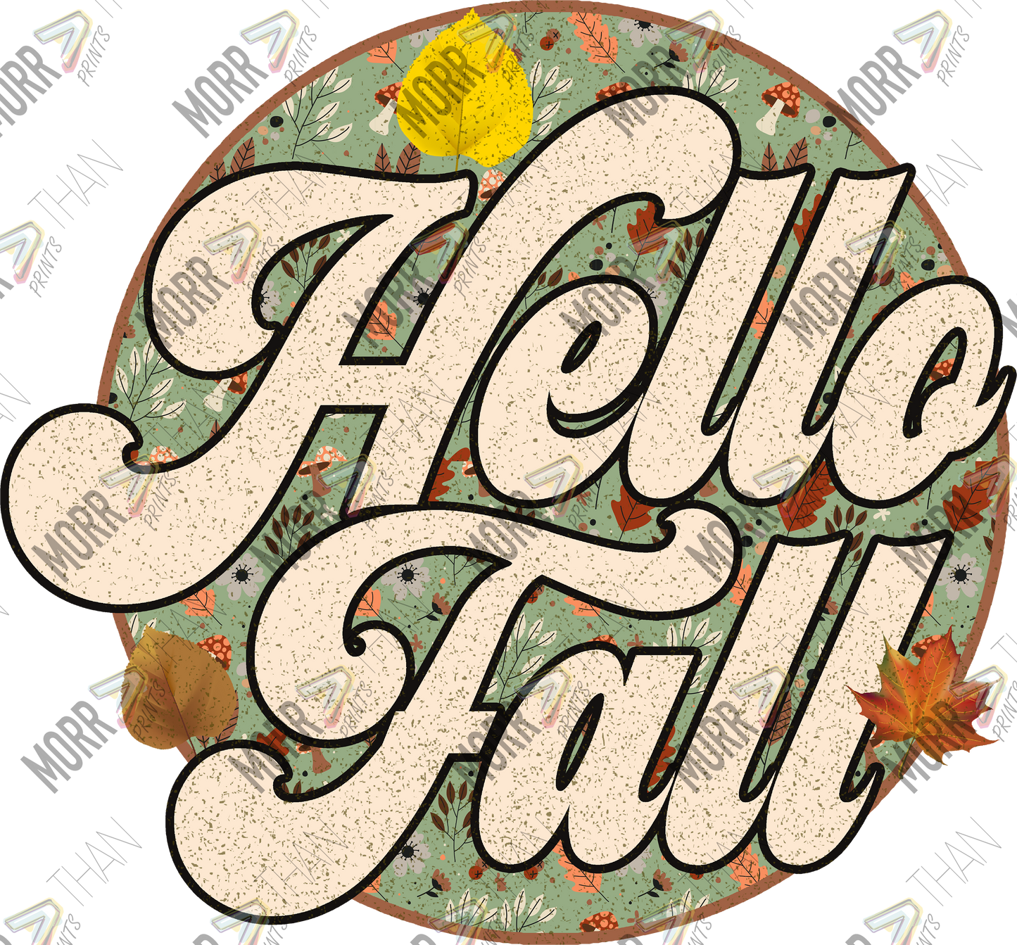 Hello Fall Cursive Patch DTF Print