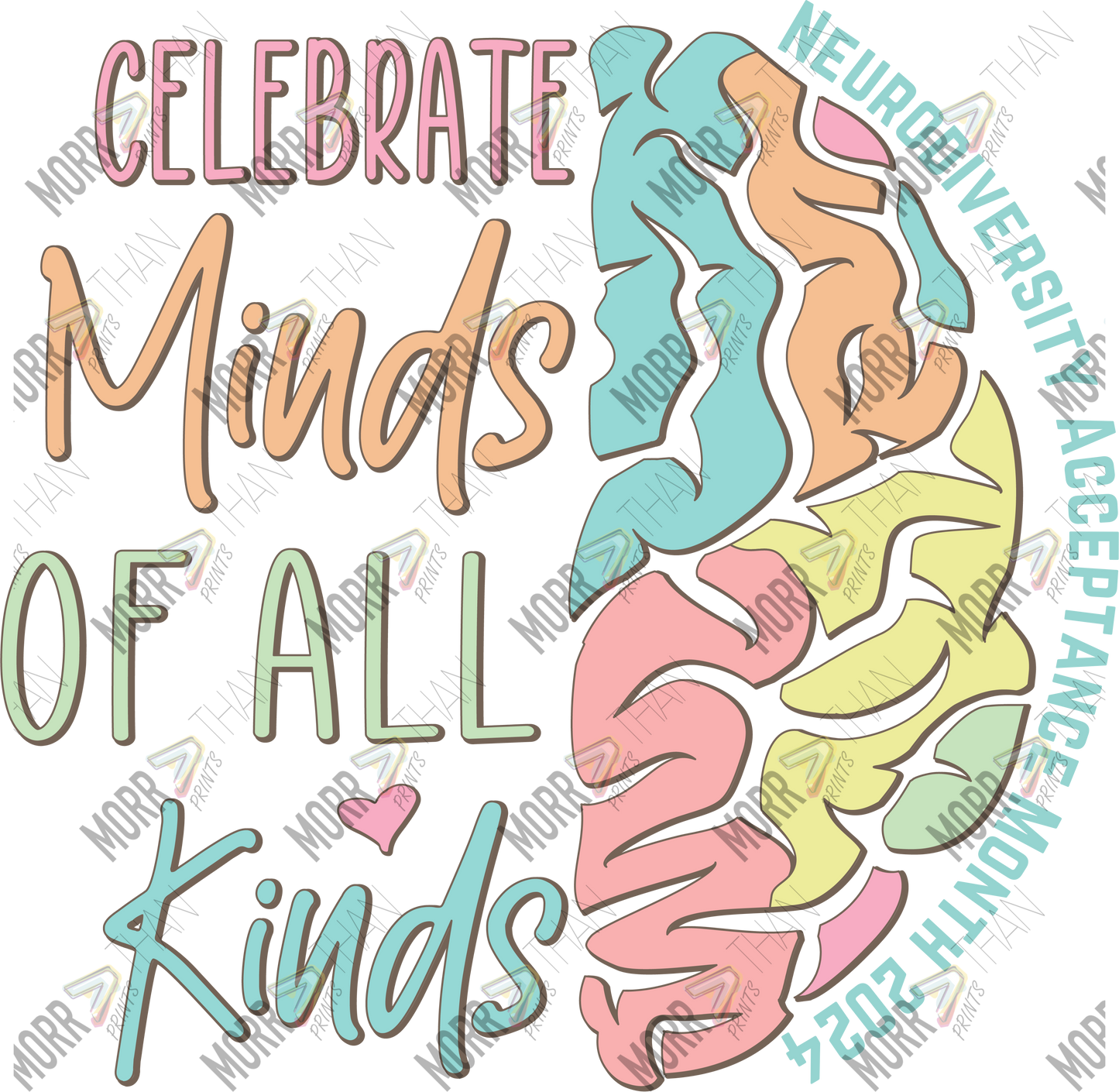 Autism Celebrate Minds of All Kinds Colorful Brain