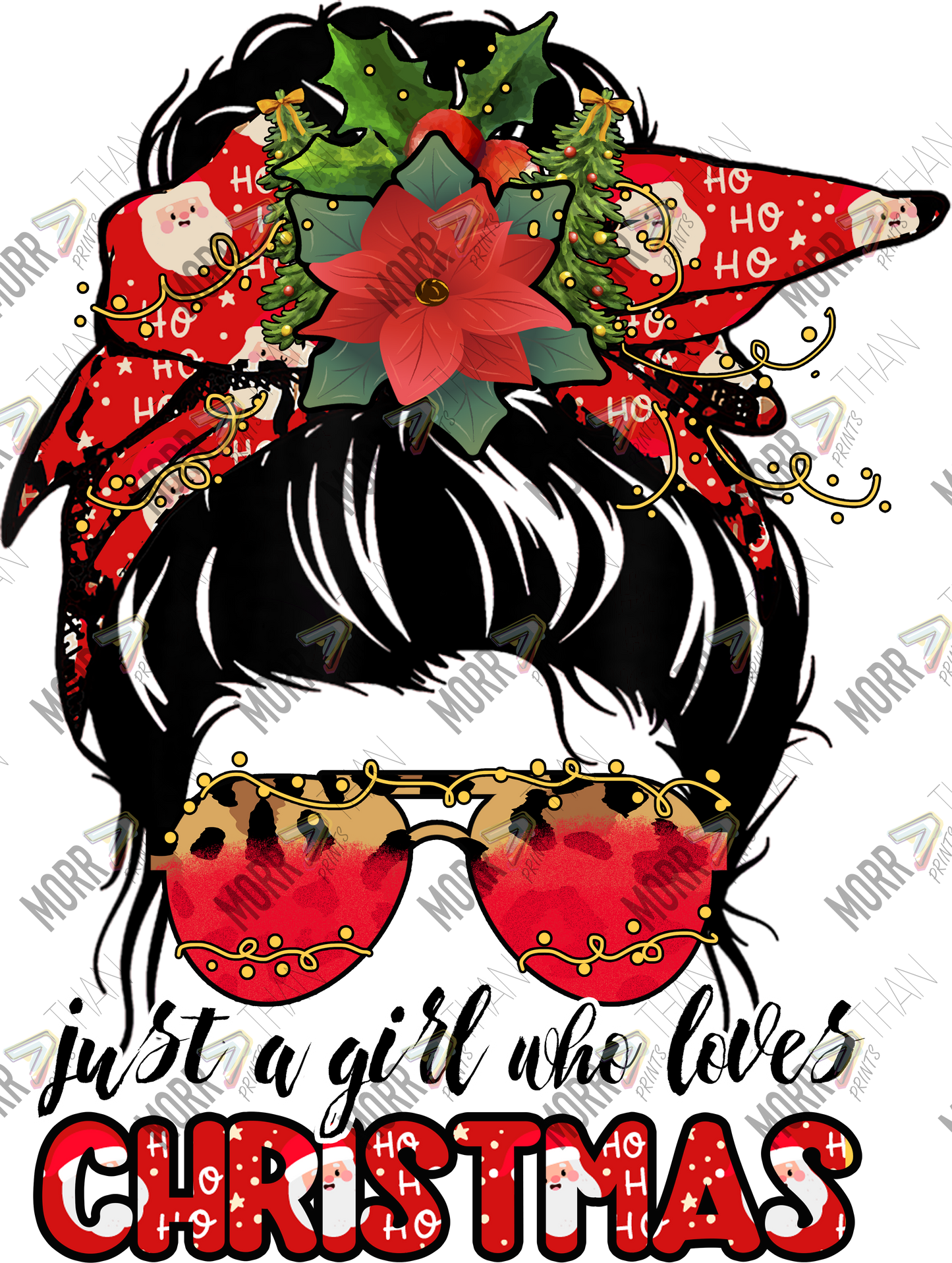 Girl Who Loves Christmas Messy Bun Shades