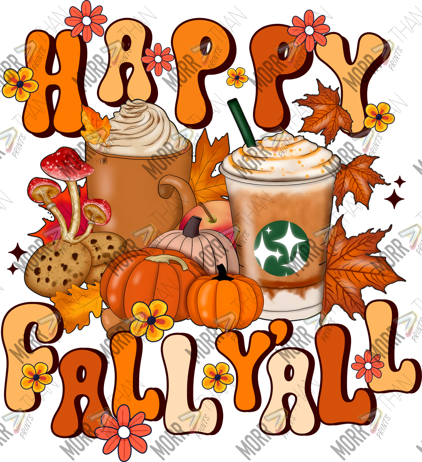 Happy Fall Yall Coffee and Pumpkins DTF Print