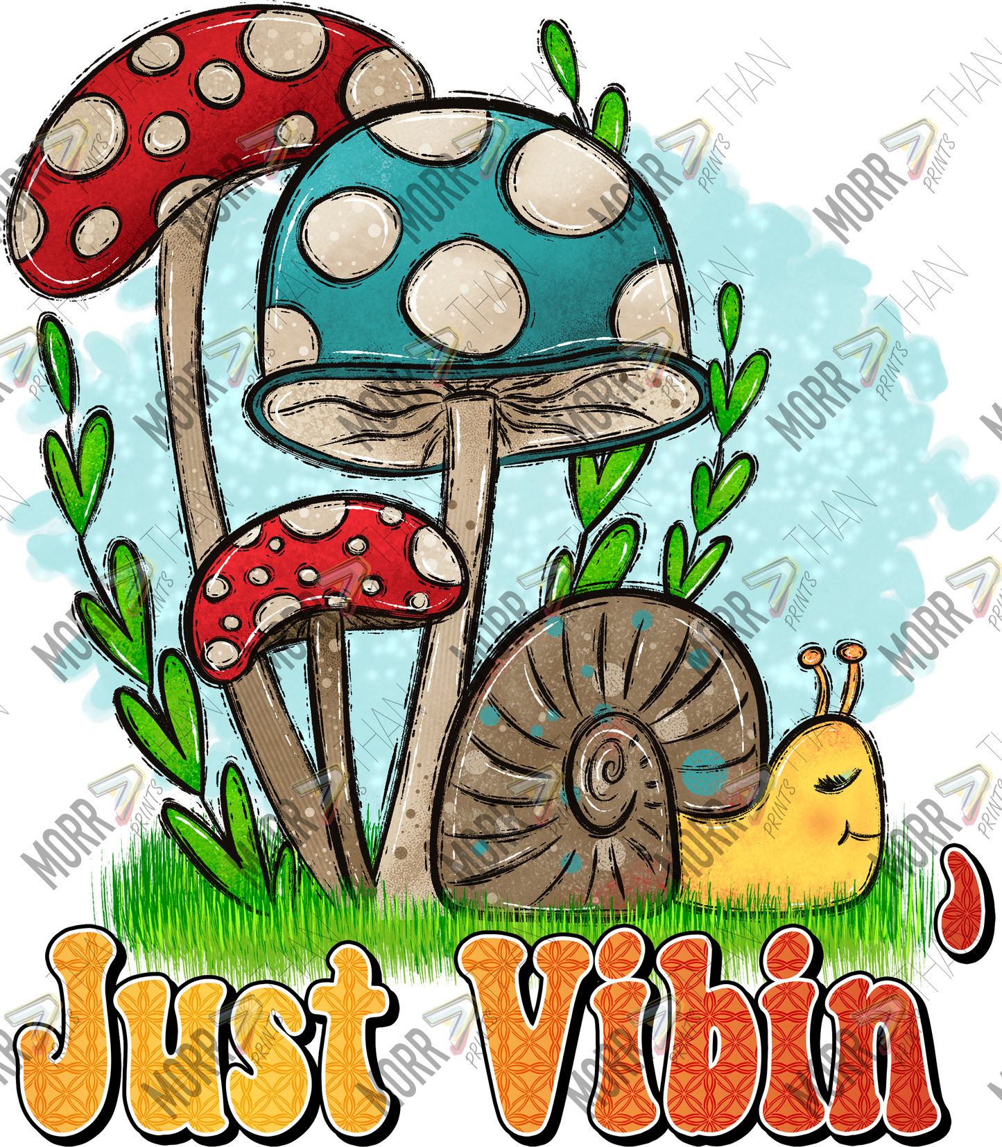 Just Vibin Mushrooms DTF Print