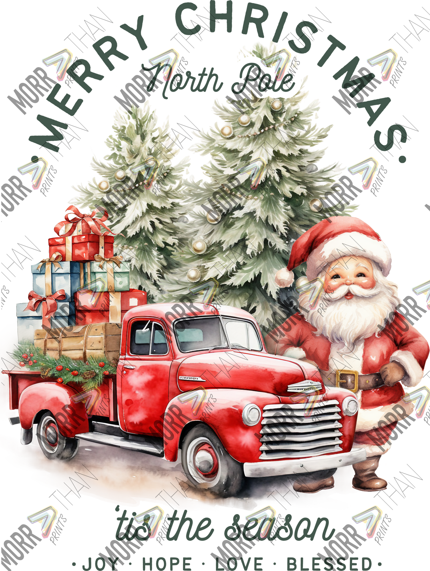 Merry Christmas Santa Trees and Truck