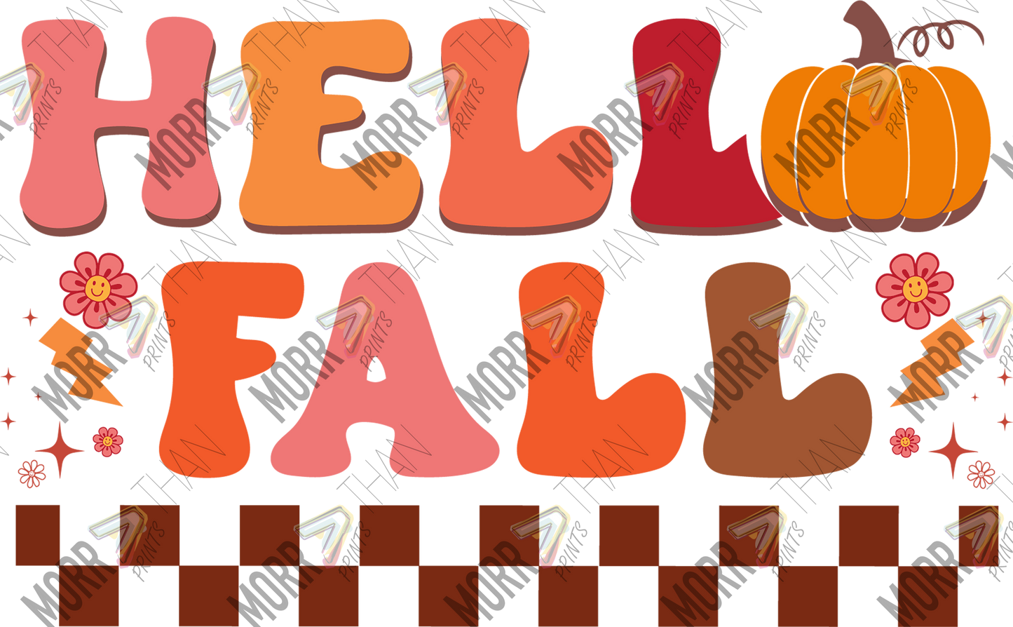 Hello Fall Checkered DTF Print