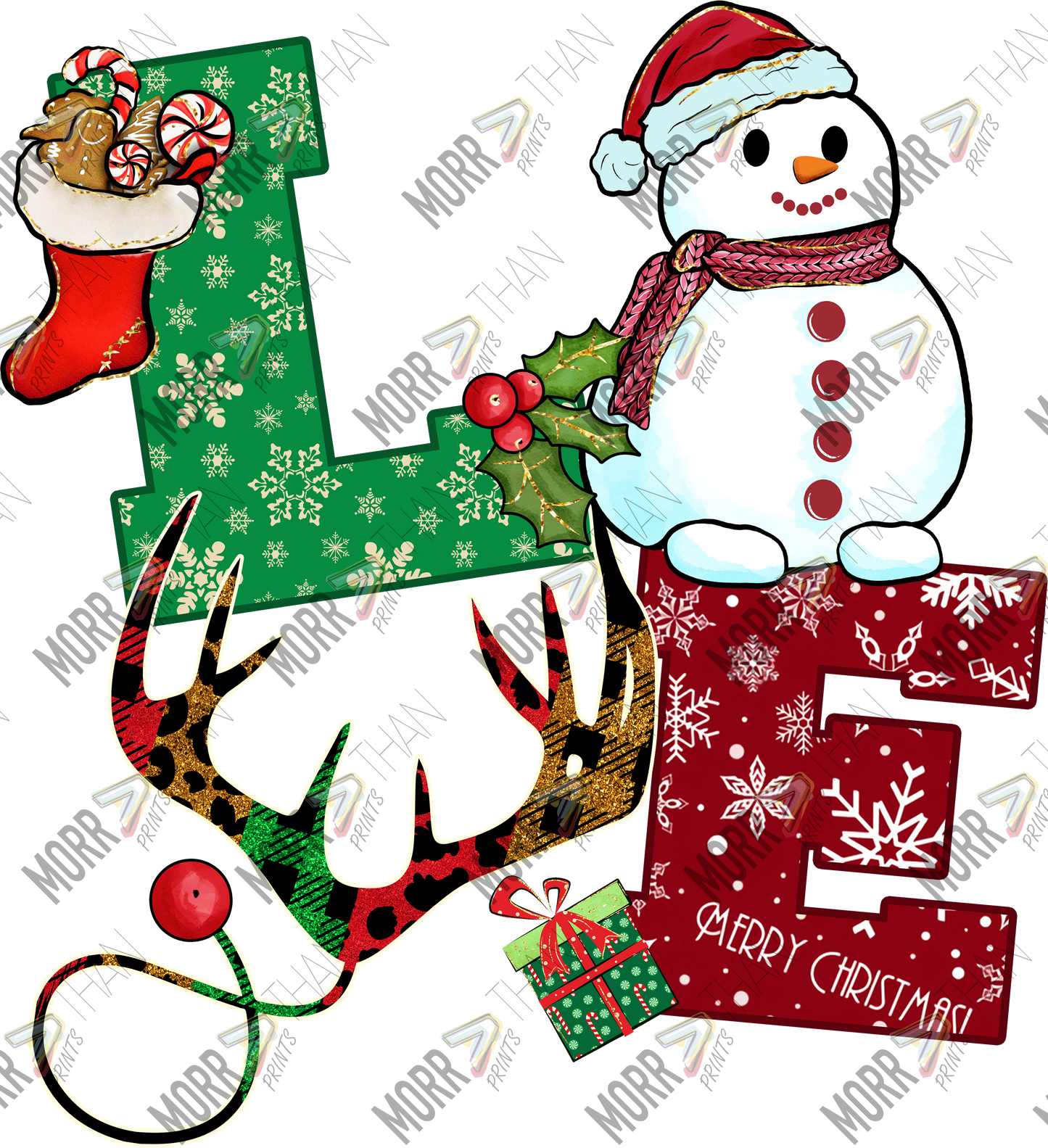 Love Stacked Snowman Antlers