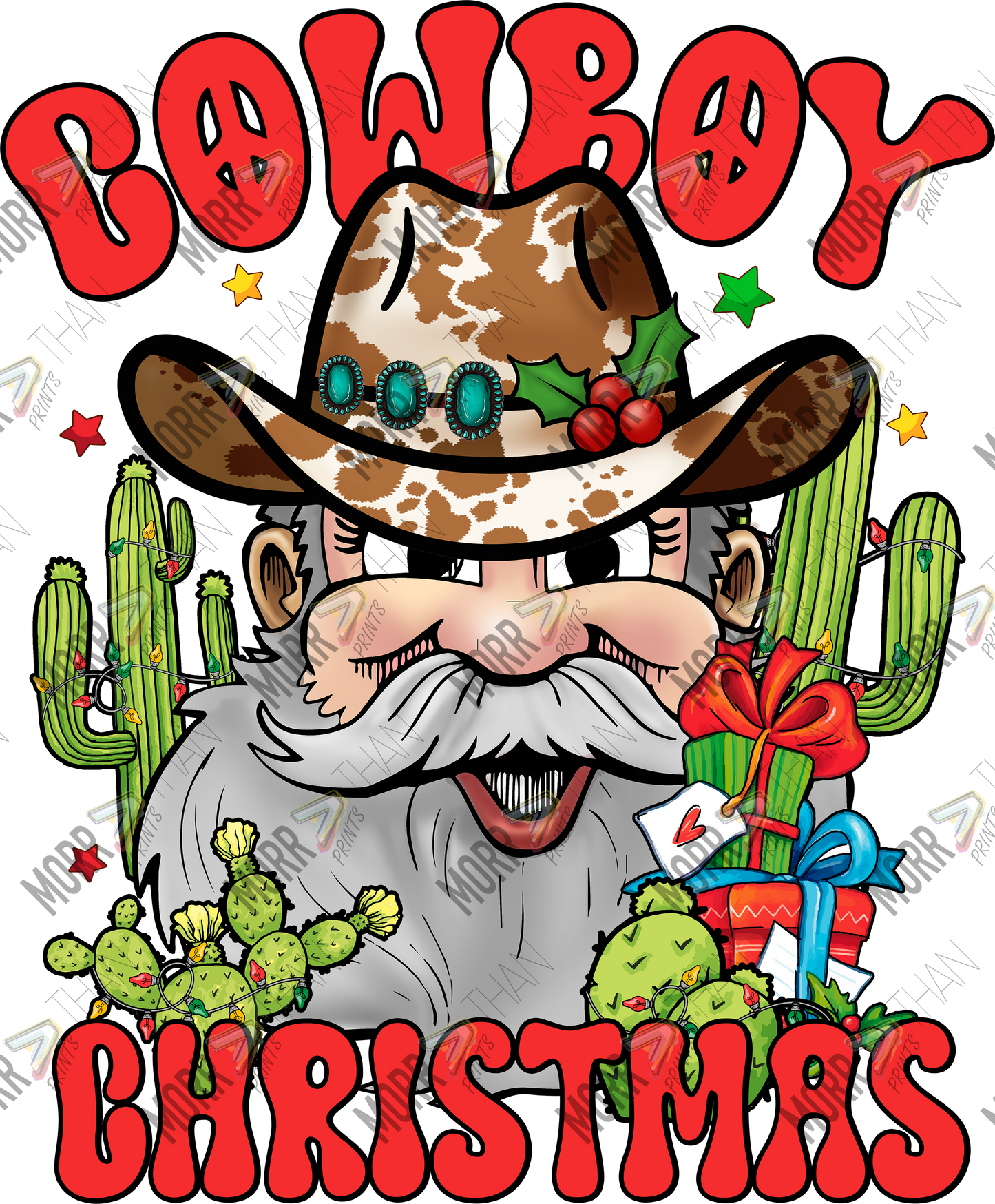 Cowboy Christmas Santa Cactus