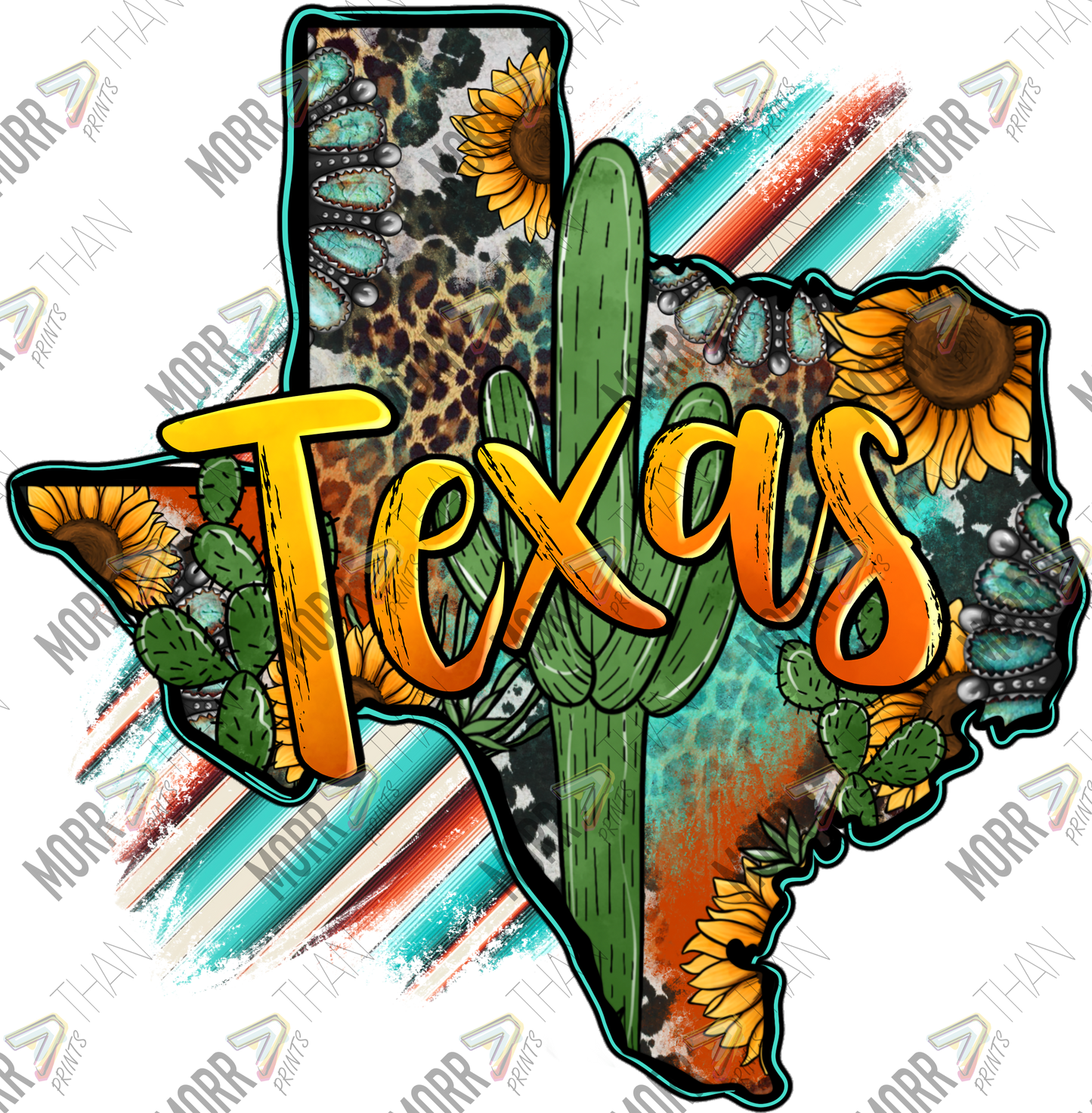 Texas State Cactus DTF Print