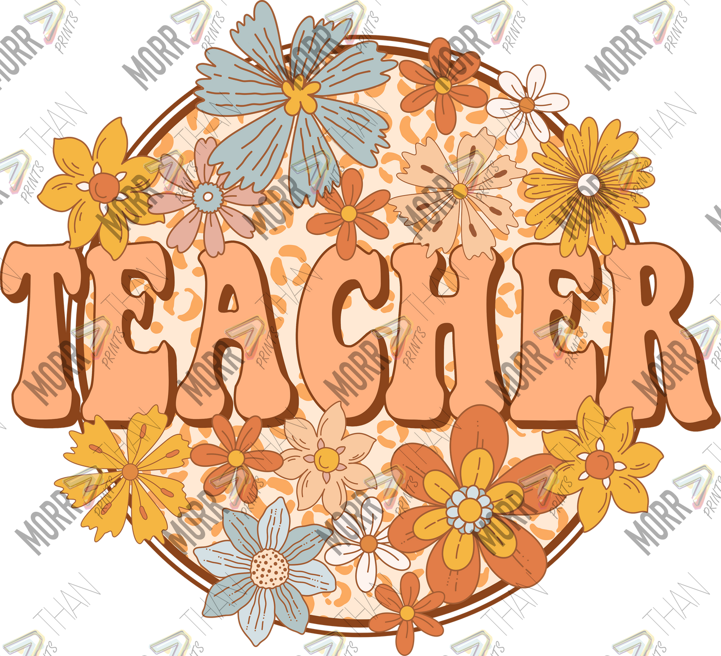 Floral Teacher DTF Print